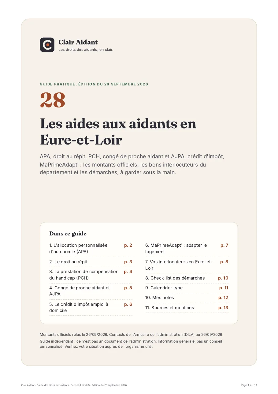 Couverture du guide Eure-et-Loir avec le sommaire